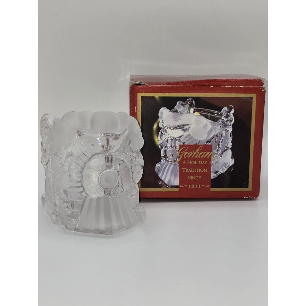 Gorham Vintage NOS Lead‎ Crystal Holiday Traditions Santa Train Votive